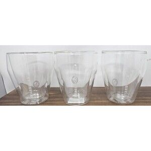 Set Of 3 Starbucks Bodum 2012 8 Oz Double Walled Hand Blown Glass Cup Brand New
